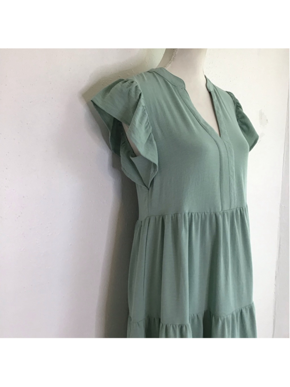 RolyPoly Women Sassy Sage Green Tiered Midi SunDress S - Picture 3 of 11